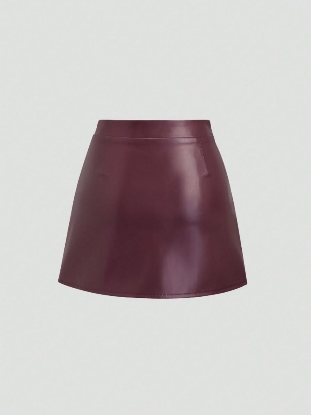 Women's Elegant High Waist Faux Leather Side Slit Flared A-Line Mini Skirt - Picture 2 of 5